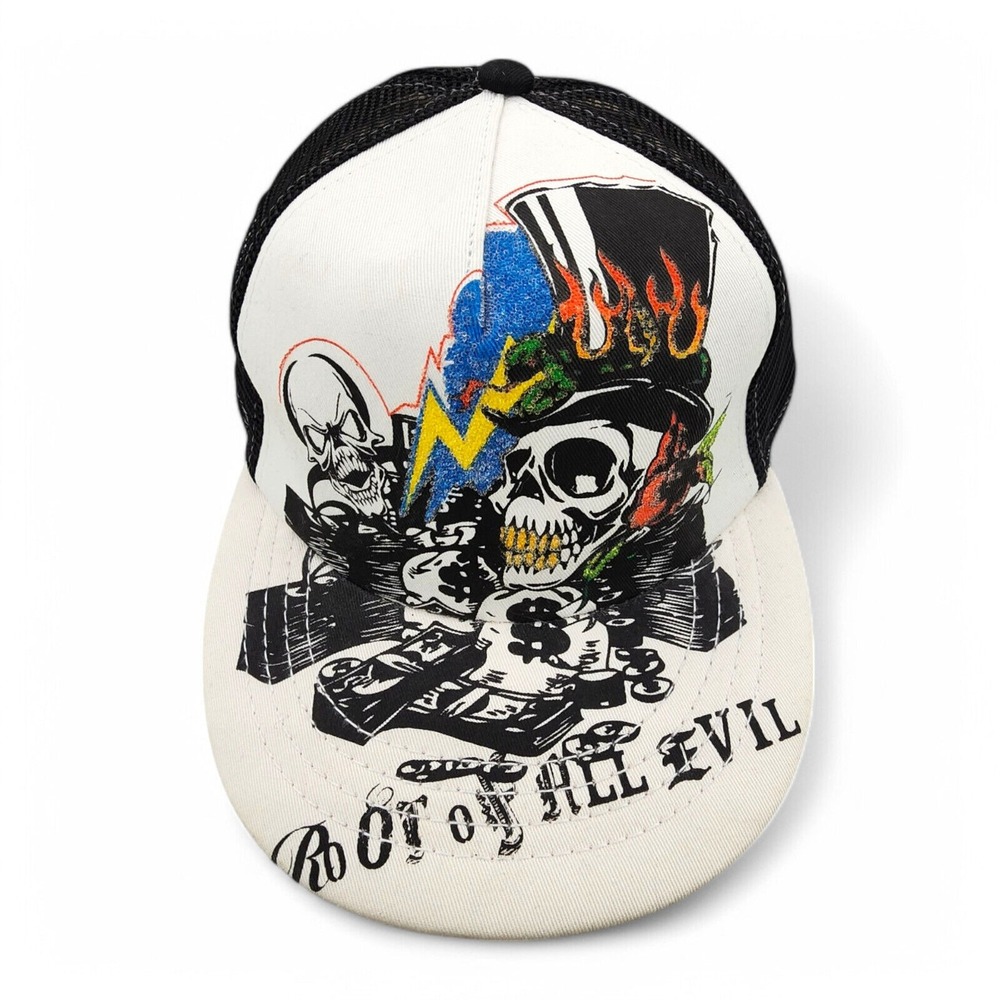 Root‎ of All Evil Trucker Hat Adult Adjustable Snapback Skulls Cash RARE Cap